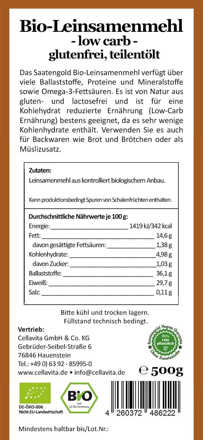 Bio-Leinsamenmehl gold 500g