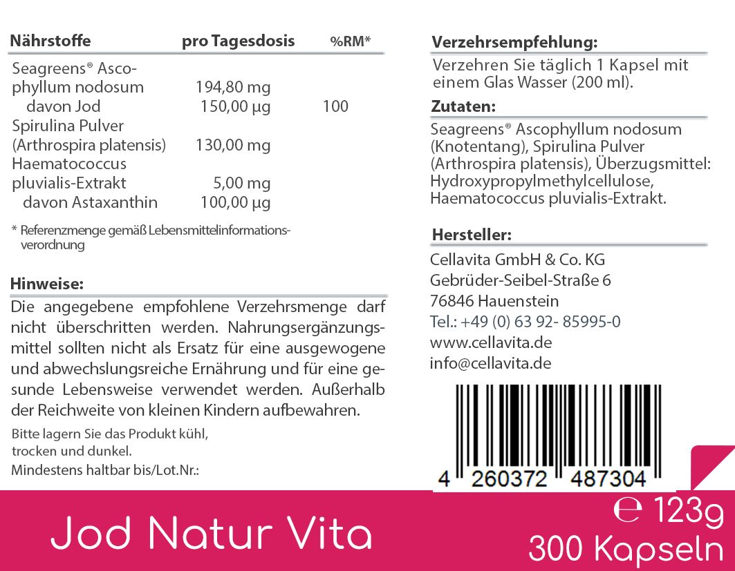 Jod Natur (Astaxanthin) Vita Kapseln