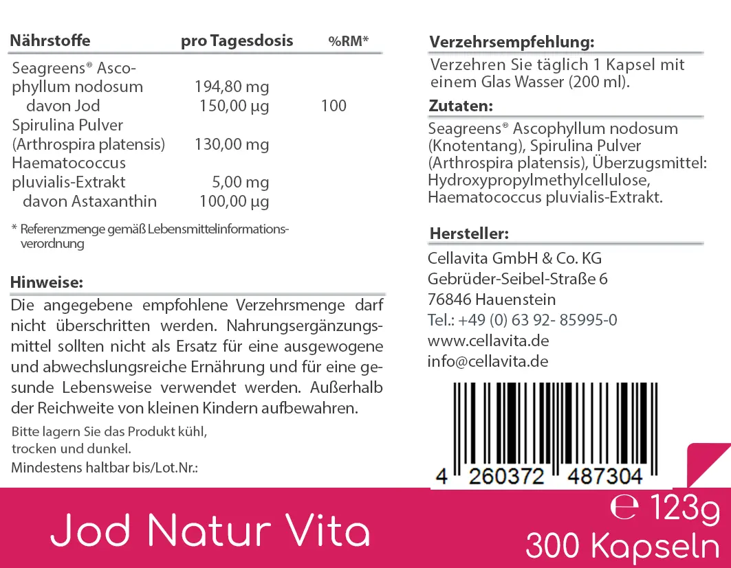 Jod Natur (Astaxanthin) Vita Kapseln