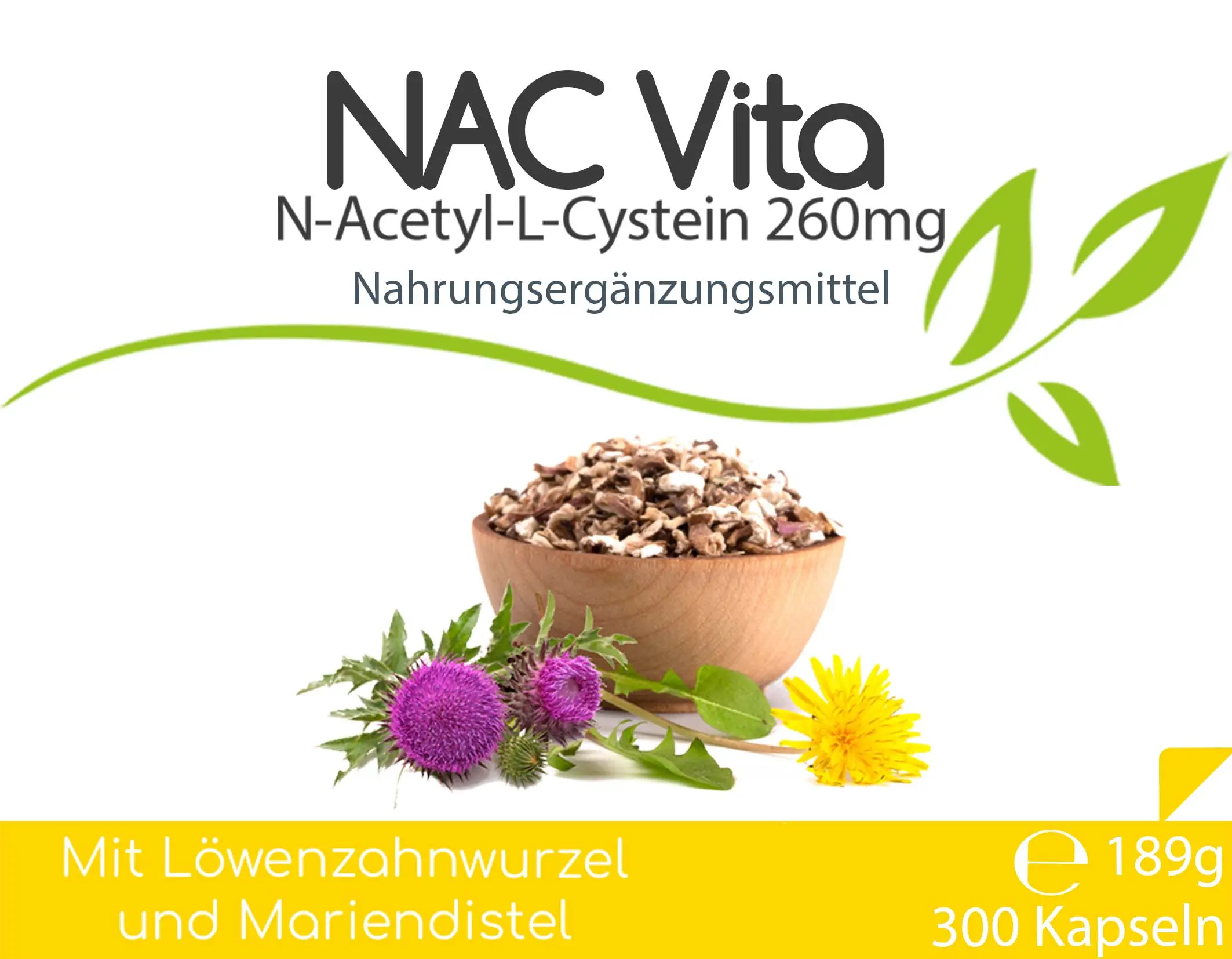 NAC Vita - 260 mg - N-Acetyl-L-Cystein aus natürlicher Fermentation - Kapseln