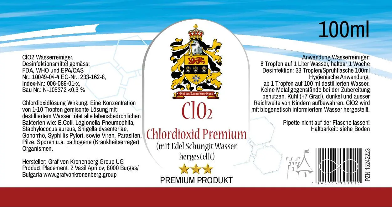 Chlordioxid Premium (CLO2 CDL CDS) mit Schungit-Wasser ("Edel-Schungit") 
