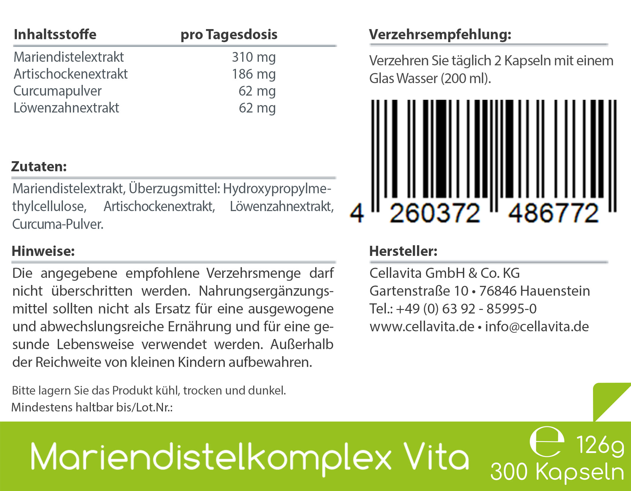 Mariendistel Komplex Vita Kapseln