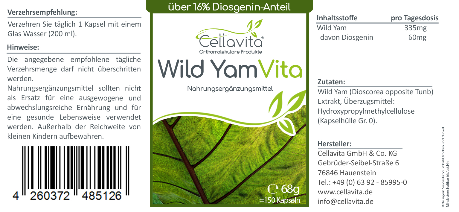 Wild Yam Vita (Yamswurzel) 150 Kapseln im Glas