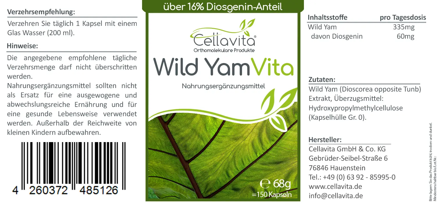 Wild Yam Vita (Yamswurzel) 150 Kapseln im Glas