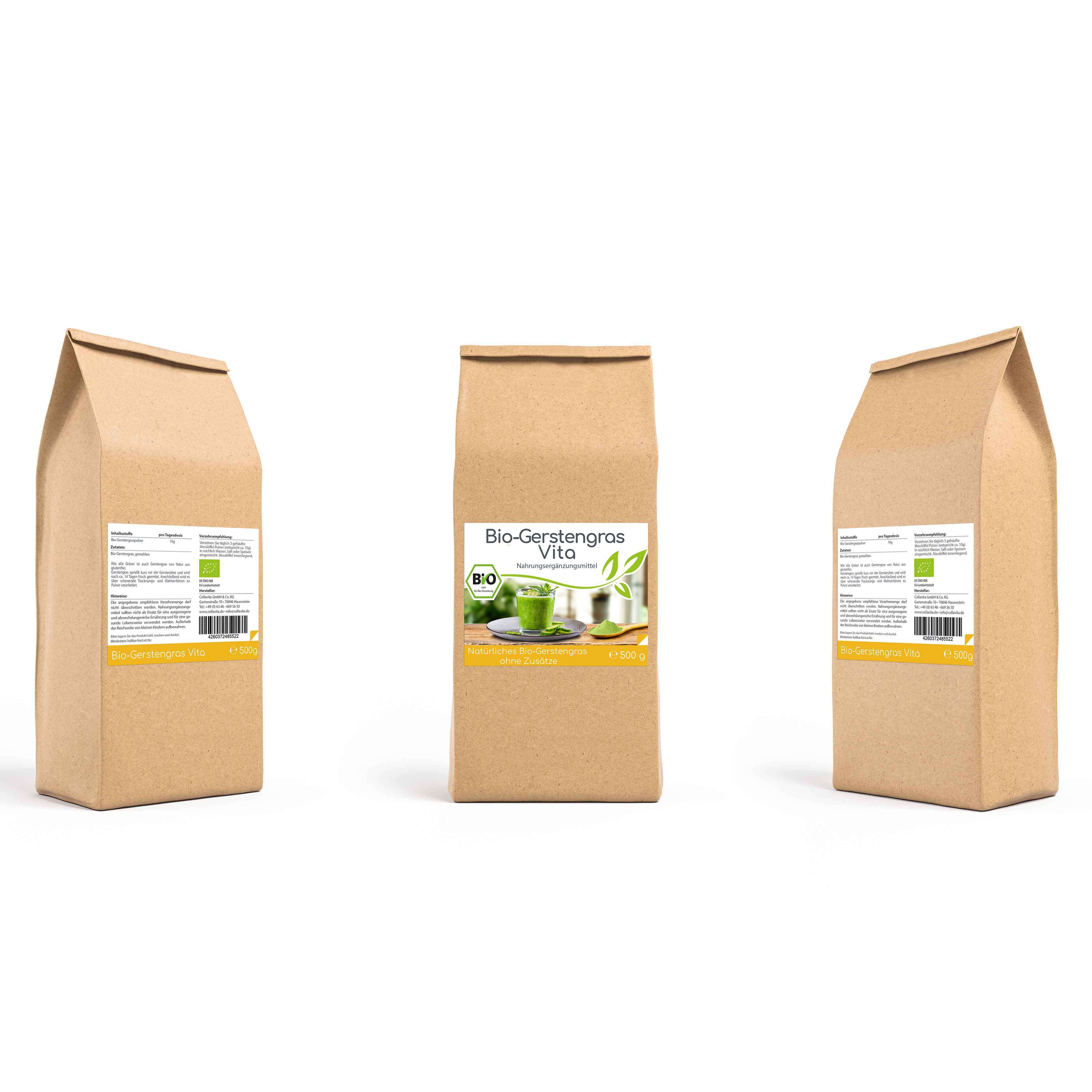 Bio Gerstengras Vita - 500g Pulver im Vorratsbeutel