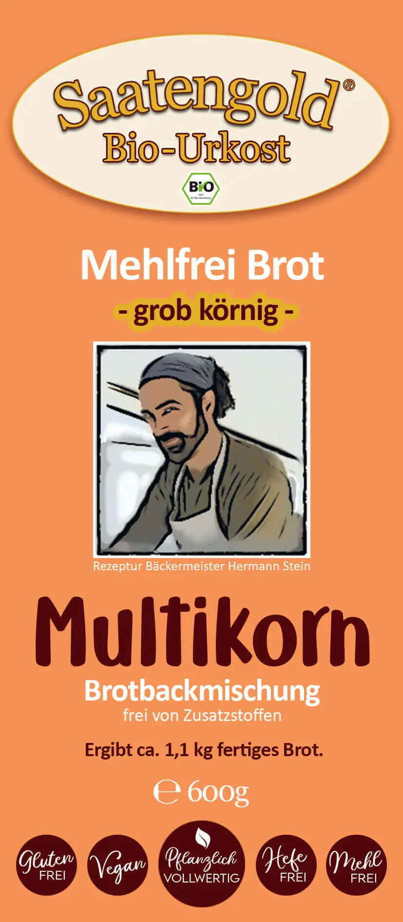 Mehlfreibrot Multikorn -grob körnig- Bio Brotbackmischung 