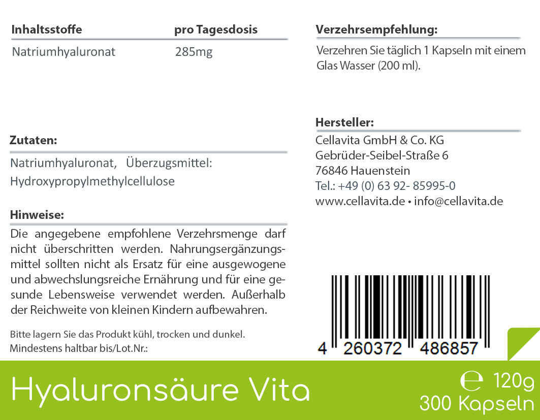 Hyaluronsäure Vita Kapseln (Vegan) 