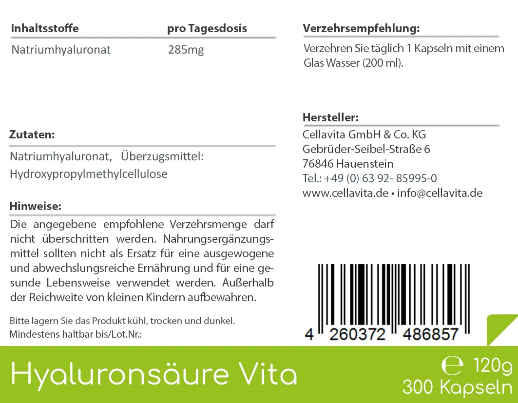 Hyaluronsäure Vita Kapseln (Vegan) 