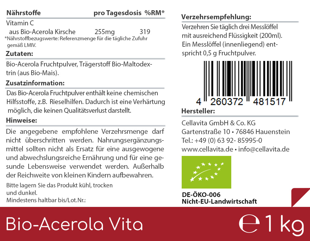 Bio Acerola Vita (Der Vitamin-C-Drink) Pulver Bio Acerola Vita (Der Vitamin-C-Drink) Pulver