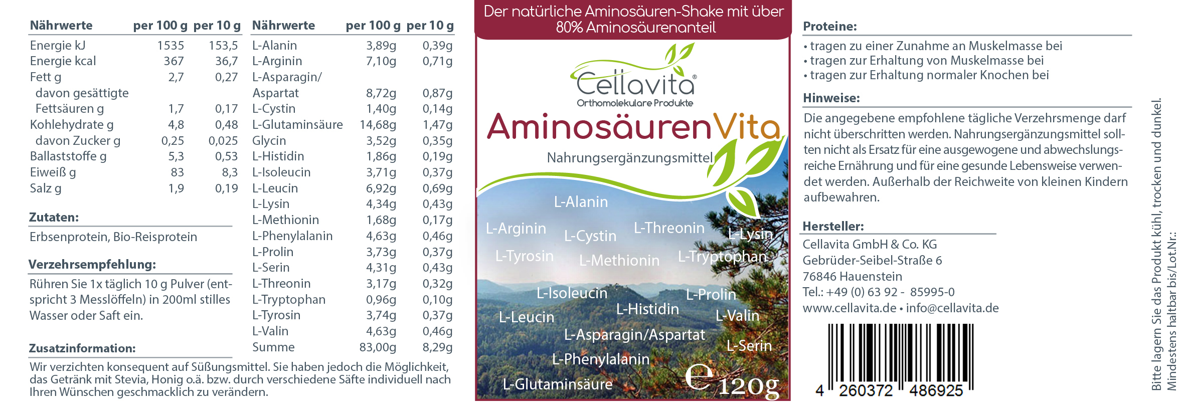 Bio Aminosäuren Vita (natürliche Aminosäuren & Proteine) 