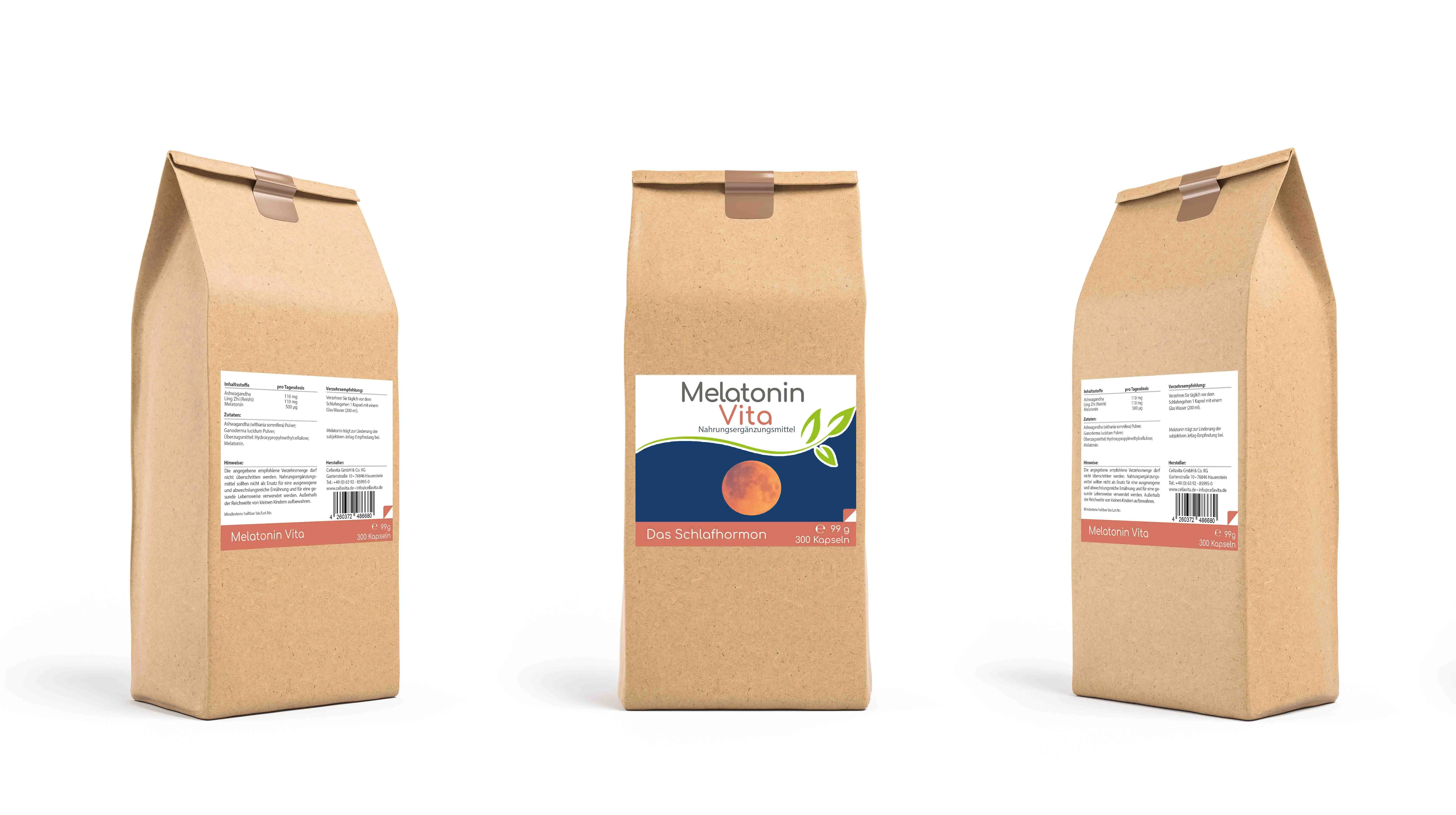 Melatonin Vita mit Ashwagandha & Ling Zhi Kapseln