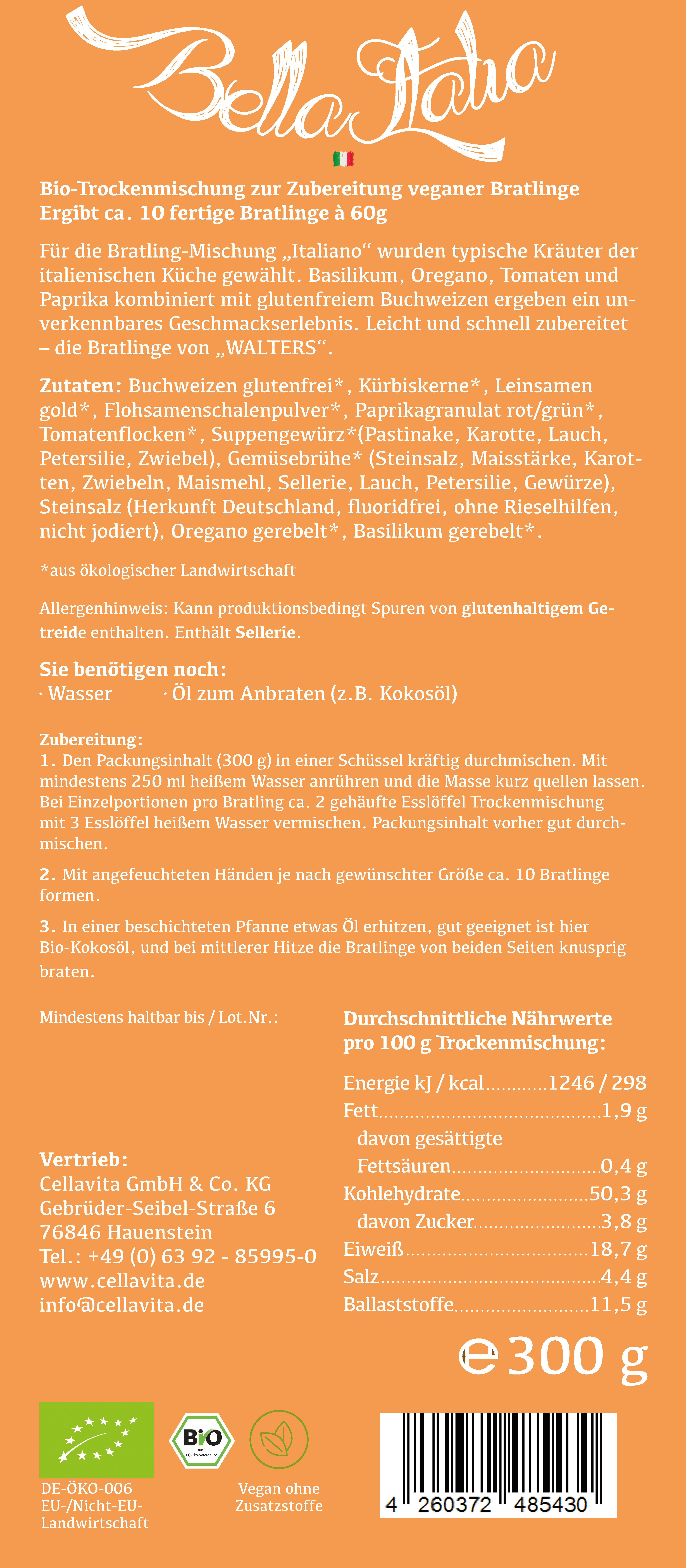 Bratlinge - Veggieburger "Italiano" für 10 Bratlinge