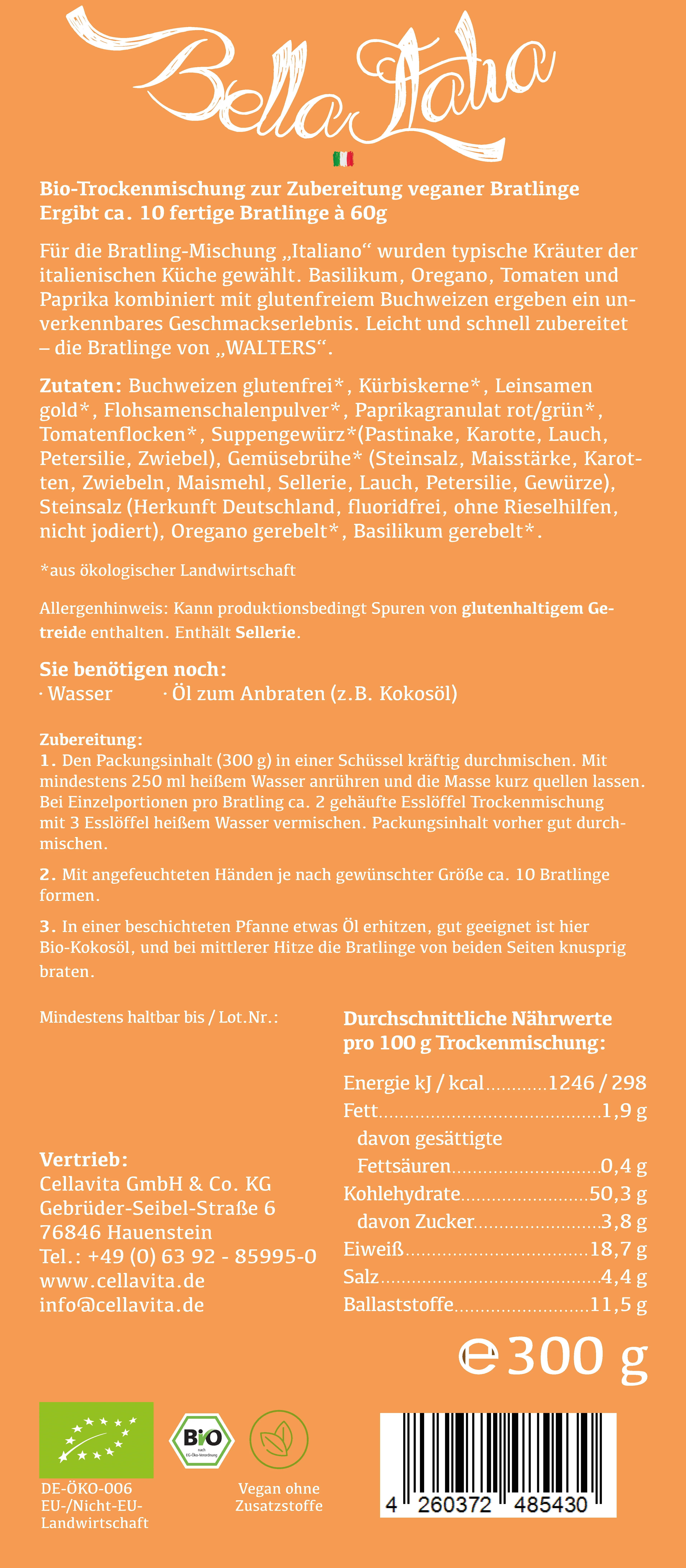 Bratlinge - Veggieburger "Italiano" für 10 Bratlinge