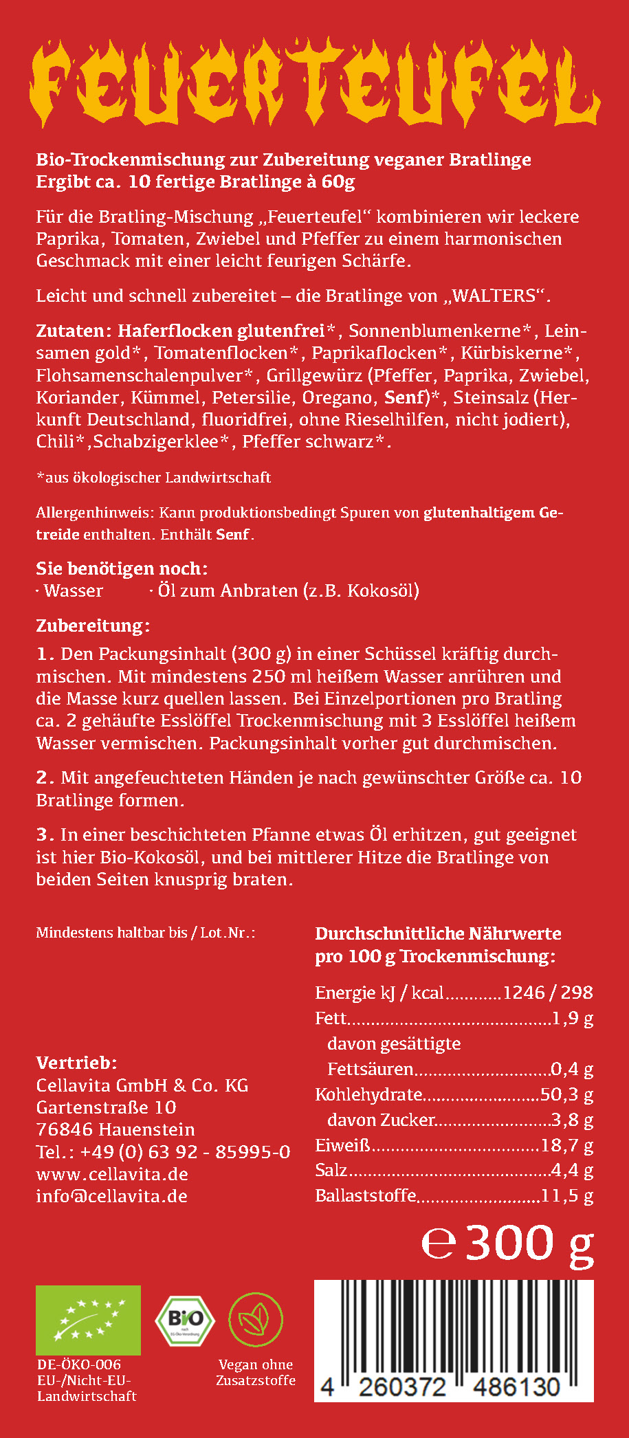 Bratlinge - Veggieburger "Feuerteufel" für 10 Bratlinge