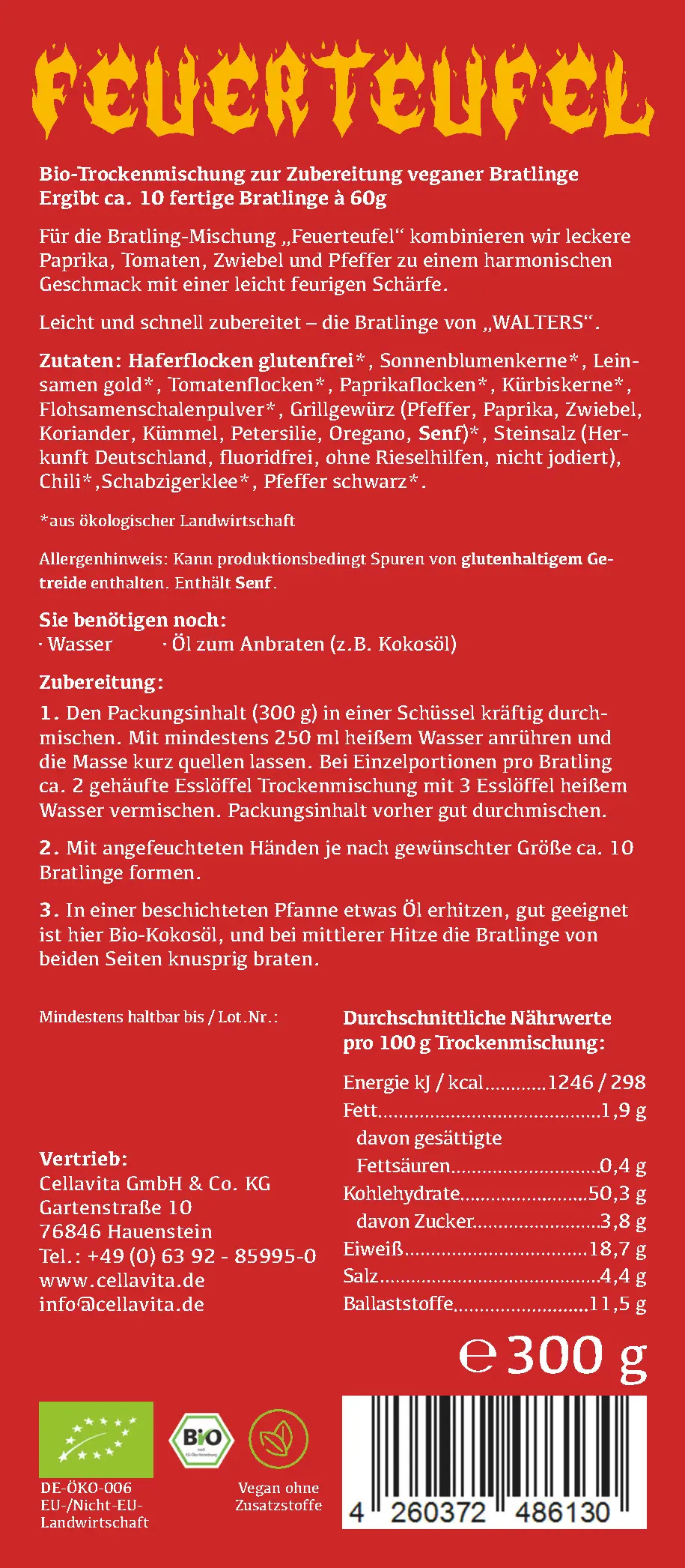 Bratlinge - Veggieburger "Feuerteufel" für 10 Bratlinge