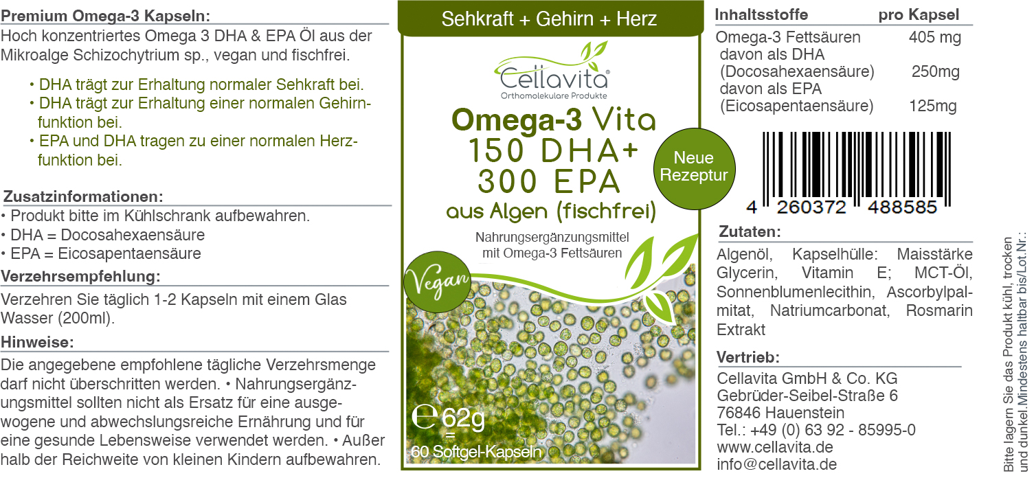 Omega-3 Vita DHA-EPA 60 Kapseln (fischfrei) 