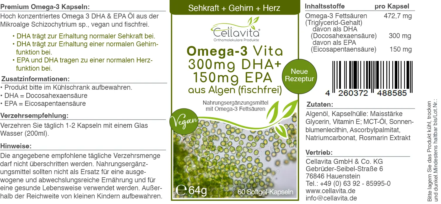 Omega-3 Vita DHA-EPA 60 Kapseln (fischfrei) 
