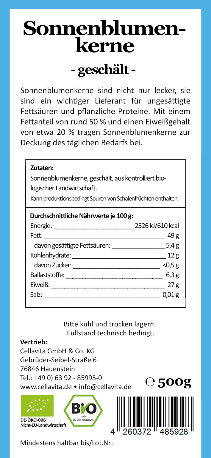 Bio-Sonnenblumenkerne geschält 500g