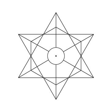 Geschütztes Symbol der HochenergiePlatte mit Hexagramm und Sonnenzeichen