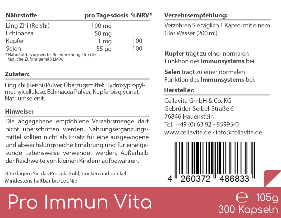 Pro Immun Vita  (mit Echinacea + Ling Zhi) Kapseln