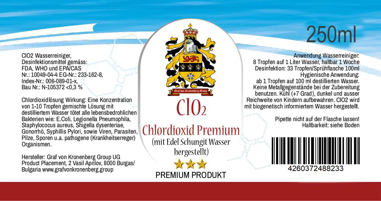 Chlordioxid Premium (CLO2 CDL CDS) mit Schungit-Wasser ("Edel-Schungit") 