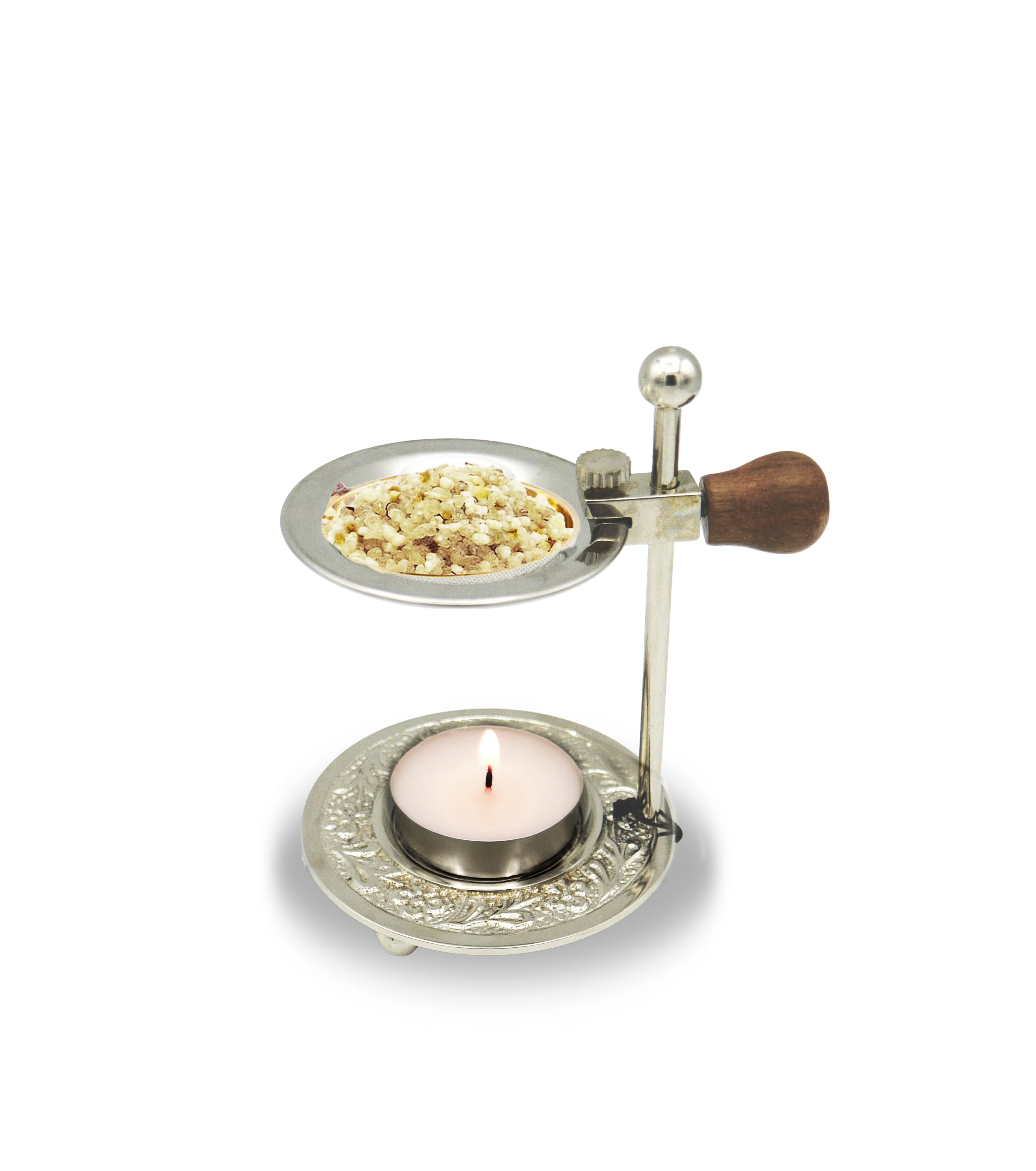 Räucher-Set: Weihrauchbrenner (silber) + Boswellia sacra Weihrauch