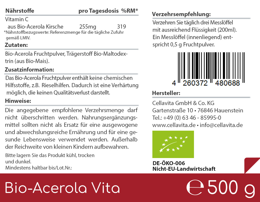 Bio Acerola Vita (Der Vitamin-C-Drink) Pulver Bio Acerola Vita (Der Vitamin-C-Drink) Pulver