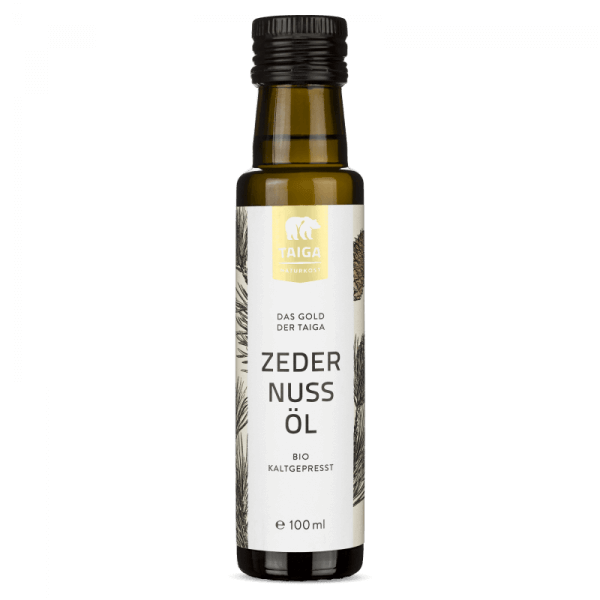 Naturbelassenes Sibirisches Bio-Zedernussöl, schonend kaltgepresst, 100 ml Flasche