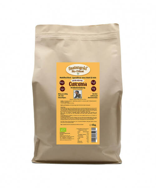 Mehlfreibrot Curcuma -grob körnig- Bio Brotbackmischung 6 kg Beutel (Vorteilspackung)