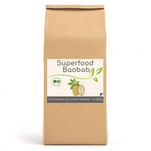 Superfood Baobab bio Pulver 500g im Vorratsbeutel