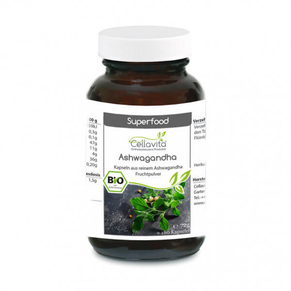 Superfood Ashwagandha bio 180 Kapseln Glas