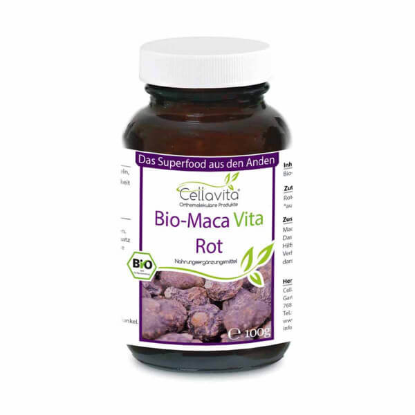 Bio-Maca Vita rot (20 Tagesvorrat) - 100 g Pulver im Glas
