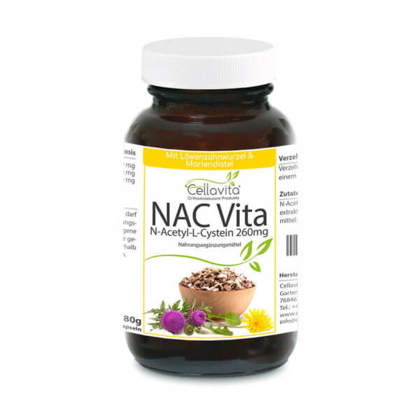 NAC Vita - 260 mg - N-Acetyl-L-Cystein aus natürlicher Fermentation - 150 Kapseln im Glas