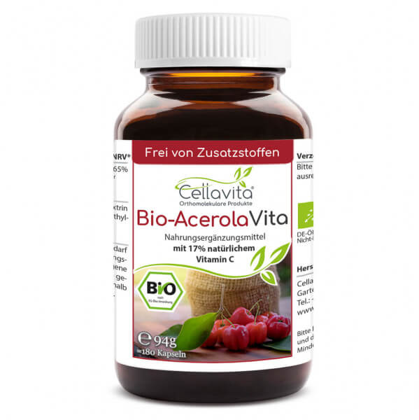 Bio-Acerola Vita Kapseln 180 Stk. im Glas (natürliches Vitamin C)
