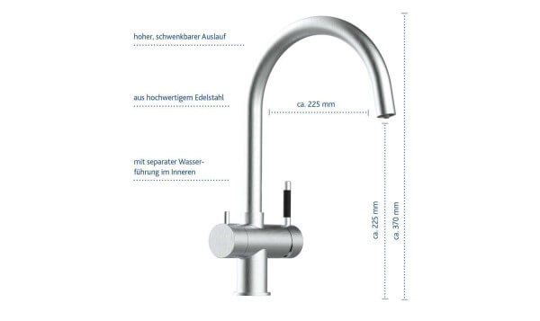 Alvito 3-Wege-Armatur Furore aus Edelstahl