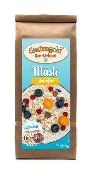 Saatengold® - Bio Müsli ohne Rosinen - glutenfrei & vegan - 500g