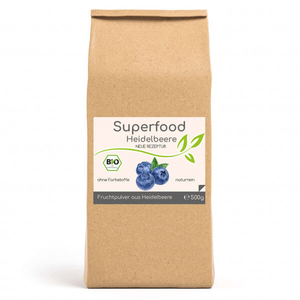Superfood Heidelbeere bio Pulver 500g im Vorratsbeutel
