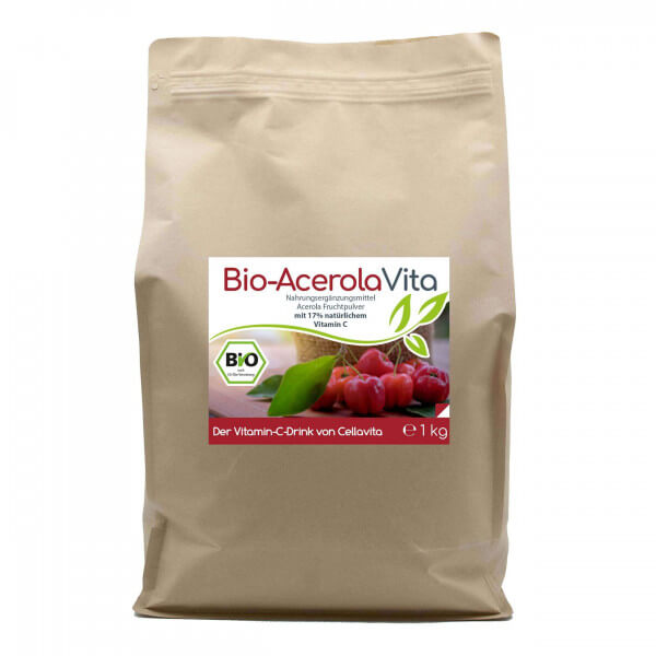 Acerola Vita (Der Vitamin-C-Drink) 1000g Pulver (22 Monatsvorrat) Vorratsbeutel