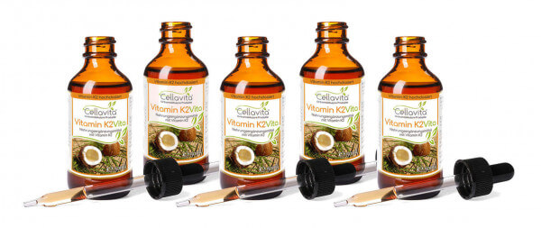 Vitamin K2 hochdosiert 100µg pro TD MK7 all trans vegan 5x 50ml Vorteilspaket