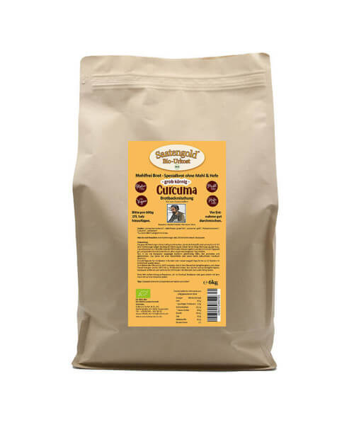 Mehlfreibrot Curcuma -grob körnig- Bio Brotbackmischung 6 kg Beutel (Vorteilspackung)