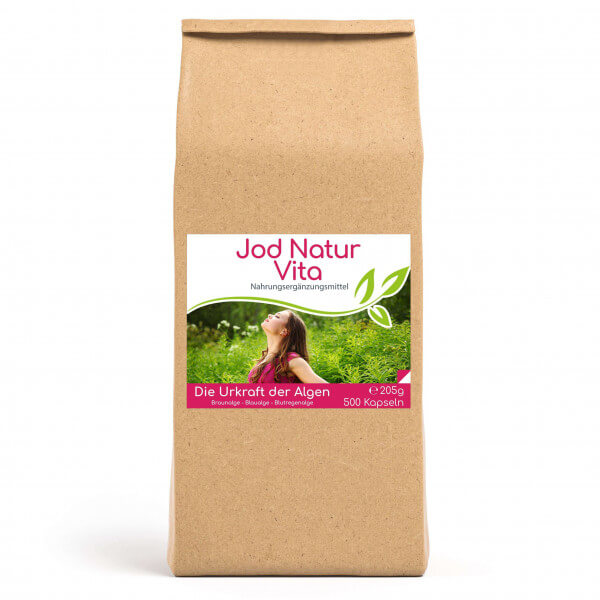 Jod Natur (Astaxanthin) Vita - 500 Kapseln im Vorratsbeutel