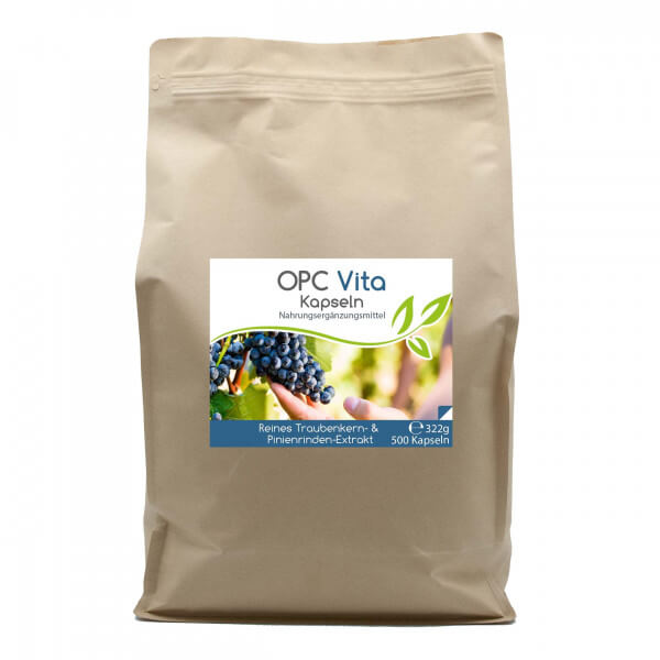 OPC Vita 500 Kapseln | Traubenkern- und Pinienrinden-Extrakt Vorratsbeutel