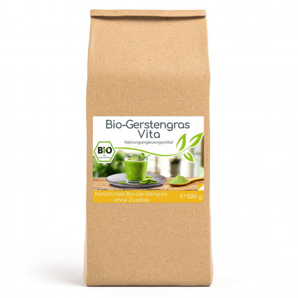 Bio Gerstengras Vita - 500g Pulver im Vorratsbeutel