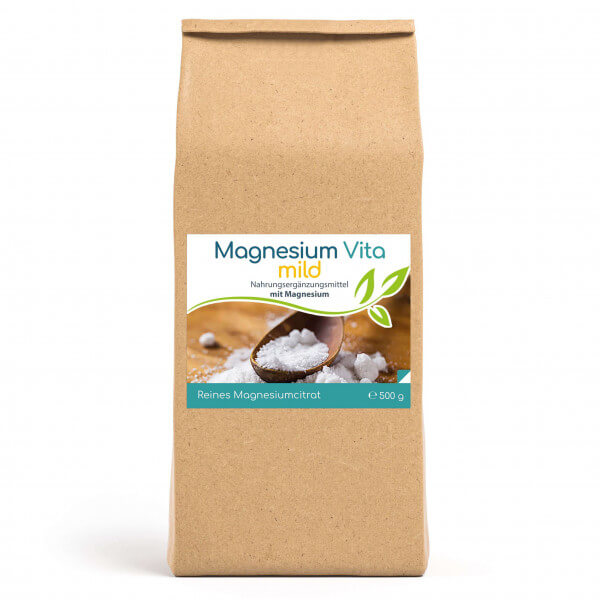 Magnesiumcitrat Vita 'mild' | 500g Pulver im Vorratsbeutel