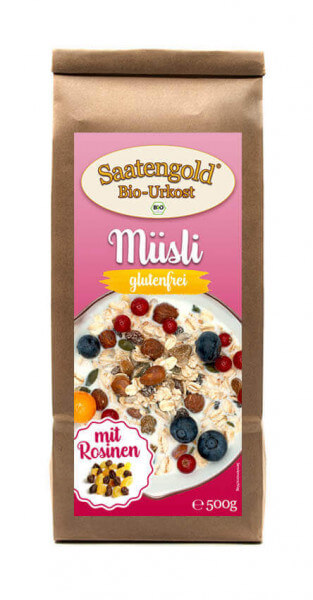 Saatengold® - Bio Müsli mit Rosinen - glutenfrei & vegan - 500g