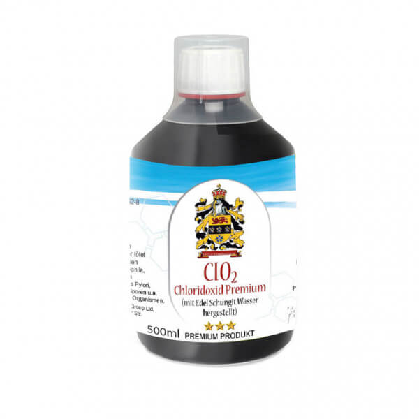Chlordioxid Premium (CLO2 CDL CDS) mit Schungit-Wasser ("Edel-Schungit") 500ml Vorratsflasche