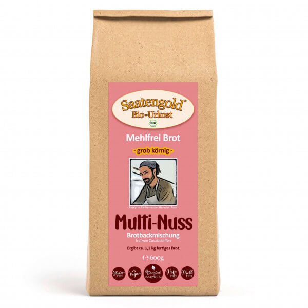 Mehlfreibrot Multi-Nuss -grob körnig- Bio Brotbackmischung 600g