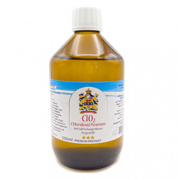 Chlordioxid Premium (CLO2 CDL CDS) mit Schungit-Wasser (&quot;Edel-Schungit&quot;) 500ml Vorratsflasche