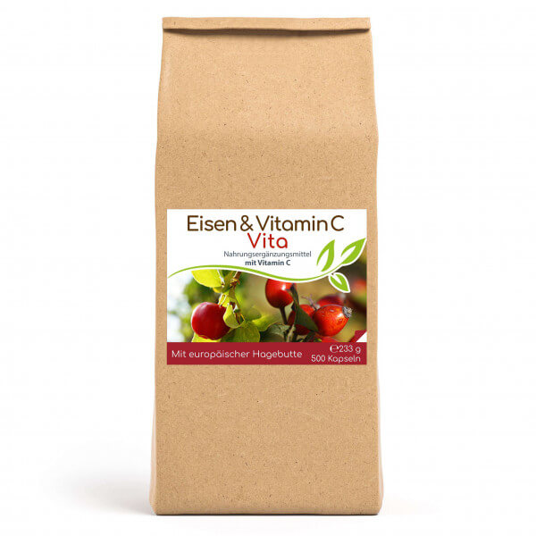 Eisen & Vitamin C Vita | 500 Kapseln Vorratsbeutel