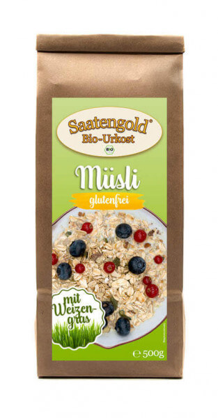 Saatengold® - Bio Müsli mit Weizengras - glutenfrei & vegan - 500g
